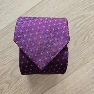 Ermenegildo Zegna Burgundy and Blue Geometric Tie